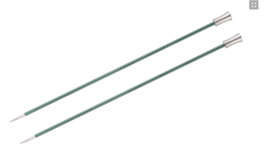 KnitPro Zing: Ferri da Maglia: estremità Singola: 25 cm x 3,25 mm 3.25 Verde Metallo 