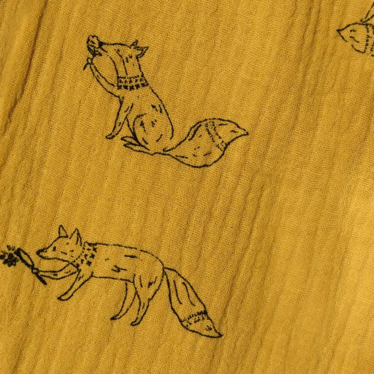 MUSSOLA FOXES MOSTARDA COTONE VOLPI